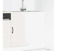 vidaXL Armoire de cuisine Kalmar blanc brillant bois ingénierie, meuble d'évier, meuble de cuisine avec tiroir 854320