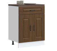 vidaXL Armoire de cuisine Kalmar chêne marron bois d'ingénierie, meuble bas d'évier, meuble bas de cuisine avec tiroir, 853494