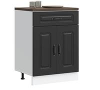 vidaXL Armoire de Cuisine Kalmar Noir Bois d'ingénierie, Meuble Bas d'évier, Meuble Bas de Cuisine avec tiroir, Meuble Bas de Cuisine avec Porte