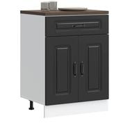 vidaXL Armoire de Cuisine Kalmar Noir Bois d'ingénierie, Meuble Bas d'évier, Meuble Bas de Cuisine avec tiroir, Meuble Bas de Cuisine avec Porte