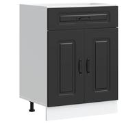 vidaXL Armoire de Cuisine Kalmar Noir Bois d'ingénierie, Meuble Bas d'évier, Meuble Bas de Cuisine avec tiroir, Meuble Bas de Cuisine avec Porte