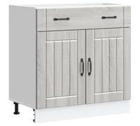 vidaXL Armoire de cuisine Lucca, Sonoma gris, bois ingénierie, meuble d'évier avec tiroir