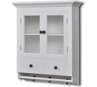 vidaXL Placard mural de cuisine avec porte en verre — Bois blanc, 2 portes et 2 tiroirs