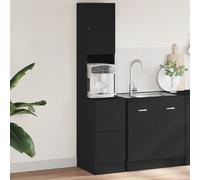 Vidaxl Armoire De Cuisine Noir 35x50x180 Cm Bois D'ingénierie Marron