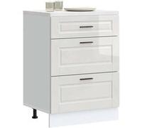 Armoire de cuisine Porto blanc brillant bois ingénierie, meuble d'évier, meuble de cuisine avec tiroir, meuble de 854261