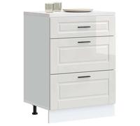 vidaXL Armoire de cuisine Porto blanc brillant bois ingénierie, meuble d'évier, meuble de cuisine avec tiroir, meuble de 854261