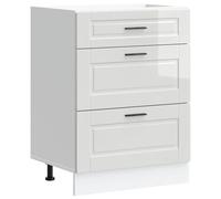 vidaXL Armoire de Cuisine Porto Blanc Brillant Bois ingénierie, Meuble d'évier, Meuble de Cuisine avec tiroir, Meuble de Cuisine à tiroir