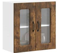 vidaXL Armoire de cuisine suspendue avec porte vitrée Kalmar Chêne fumé Matériau dérivé du bois
