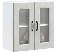 vidaXL Armoire de cuisine suspendue avec porte vitrée Kalmar gris béton Matériau dérivé du bois