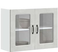 vidaXL Armoire de cuisine suspendue avec porte vitrée Kalmar gris béton Matériau dérivé du bois