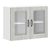 vidaXL Armoire de cuisine suspendue avec porte vitrée Kalmar Gris Sonoma Matériau dérivé du bois