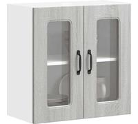 vidaXL Armoire de cuisine suspendue avec porte vitrée Kalmar Gris Sonoma Matériau dérivé du bois