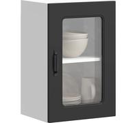 vidaXL Armoire de cuisine suspendue avec porte vitrée Kalmar Noir Matériau dérivé du bois
