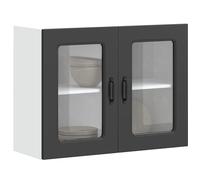 vidaXL Armoire de cuisine suspendue avec porte vitrée Kalmar Noir Matériau dérivé du bois