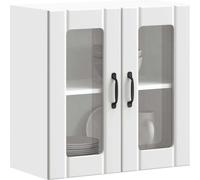 vidaXL Armoire de cuisine suspendue avec porte vitrée Lucca Blanc Matériau dérivé du bois