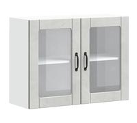 vidaXL Armoire de cuisine suspendue avec porte vitrée Lucca Gris béton Matériau dérivé du bois