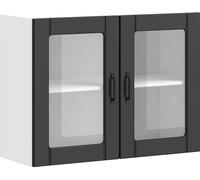 vidaXL Armoire de cuisine suspendue avec porte vitrée Lucca Noir Matériau dérivé du bois
