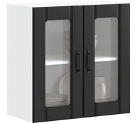 vidaXL Armoire de cuisine suspendue avec porte vitrée Lucca Noir Matériau dérivé du bois