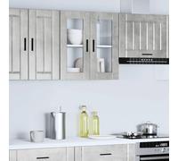 vidaXL Armoire de cuisine suspendue avec porte vitrée Porto gris béton