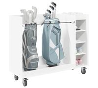 vidaXL Armoire de Golf avec Roue Uni Blanc 120 x 45 x 98 cm, Rangement spacieux, Armoire Tendance, Organisateur de Golf rectangulaire, Meuble en Bois Pratique, autoportant