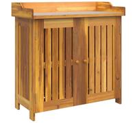vidaXL Armoire de Jardin en Bois d'acacia Massif Marron avec Plateau en Zinc, 78 x 36,5 cm. C'est Une Solution de Rangement Moderne pour Le Salon. Assemblage Facile, Besoin de 2 Personnes. Portes AFF