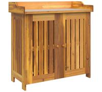 vidaXL Armoire de Jardin en Bois d'acacia Massif Marron avec Plateau en Zinc, 78 x 36,5 cm. C'est Une Solution de Rangement Moderne pour Le Salon. Assemblage Facile, Besoin de 2 Personnes. Portes AFF