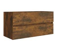 vidaXL Armoire de Lavabo Armoire de Salle de Bain Toilette Meuble de Rangement Intérieur Chêne Fumé 90x38,5x45 cm Bois d'Ingénierie