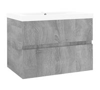 vidaXL Armoire de lavabo avec vasque encastrée Gris Sonoma Matériau dérivé du bois