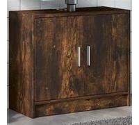 vidaXL Armoire de lavabo chêne fumé 63x29x55 cm bois d'ingénierie, armoire de salle de bain, armoire de rangement salle de 848098 Marron G