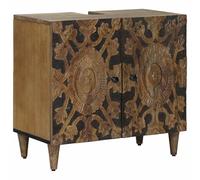 vidaXL Armoire de lavabo de salle de bain 62 x 33 x 58 cm en bois de mangue massif, rectangulaire moderne, design pour espaces élégants et utilisation efficace de l'espace dans les maisons et bureaux