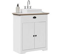 vidaXL Armoire de lavabo de salle de bain BODO blanc marron 70x35x80cm