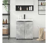 Vidaxl Armoire De Lavabo De Salle De Bain Gris Béton 60 X 34 X 63 Cm
