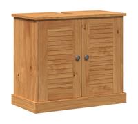 vidaXL Armoire de lavabo en Bois Marron Miel 67,5 x 34 x 59 cm en pin Massif et Bois d'ingénierie, finie Vernie, avec des Portes à charnières, Super Grand Espace de Rangement, poignées Smooth, Style