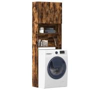vidaXL Armoire de machine à laver en chêne fumé - 64 x 24 x 190 cm - En bois d'ingénierie - Salle de bain/buanderie sur machine à laver/toilettes
