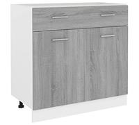vidaXL Armoire de Plancher à Tiroir Armoire de Cuisine Tablette de Rangement Organisateur Meuble de Cuisine Intérieur Sonoma Gris 80x46x81,5 cm