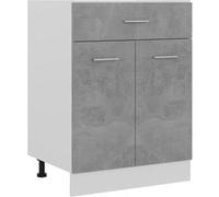 Armoire de Plancher à Tiroir, Armoire de Rangement avec Etagère, Meuble de Cuisine Salle à Manger Maison Intérieur, Gris Béton Bois d'Ingénierie