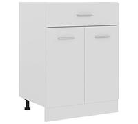 vidaXL Armoire de Plancher Placard Armoire de Rangement Meuble de Cuisine avec 1 Tiroir et 2 Etagères Intérieur Blanc 60x46x81,5 cm Aggloméré
