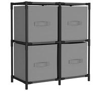 vidaXL Armoire de rangement 4 paniers en tissu Gris 63x30x71 cm Acier
