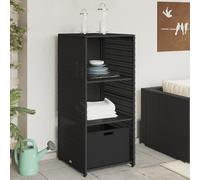 Vidaxl Armoire De Rangement De Jardin Noir 50x55x115 Cm Résine Tressée