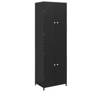 Vidaxl Armoire De Rangement De Jardin Noir 59x40x180 Cm Résine Tressée Noir