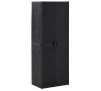 vidaXL Armoire de rangement de jardin extérieure – Noir – 65x45x172 cm – PP rotin