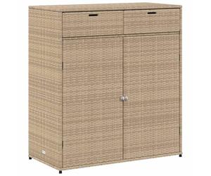 vidaXL Armoire de Rangement de Jardin, Organisateur de Terrasse avec Porte, Meuble d'Extérieur Patio Arrière-Cour, Beige Résine Tressée