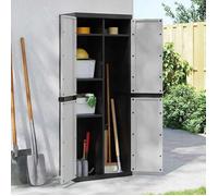 vidaXL Armoire de rangement d'extérieur PP 364200 gris et noir 65x37x165 cm