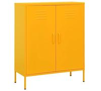 vidaXL Armoire de Rangement Placard Armoire de Stockage Meuble de Rangement Salon Salle de Séjour Intérieur Jaune Moutarde 80x35x101,5 cm Acier