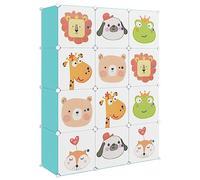 vidaXL Armoire de Rangement pour Enfants avec 12 Cubes Organisateur Stockage Tout-Petits Meuble de Rangement Maison Intérieur Vert PP