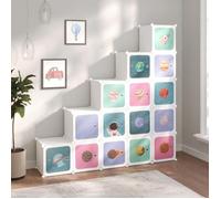 vidaXL Armoire de rangement pour enfants 340575 – 15 cubes, Blanc PP