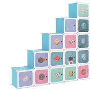 vidaXL Armoire de rangement pour enfants – 15 cubes – PP – Bleu