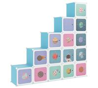 Vidaxl Armoire De Rangement Pour Enfants Avec 15 Cubes Bleu Pp Bleu
