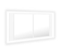 Vidaxl Armoire De Salle De Bain À Miroir À Led Blanc 90x12x45 Cm Blanc