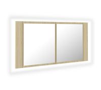 vidaXL Armoire à miroir à LED de bain Chêne sonoma 90x12x45 Acrylique 804975